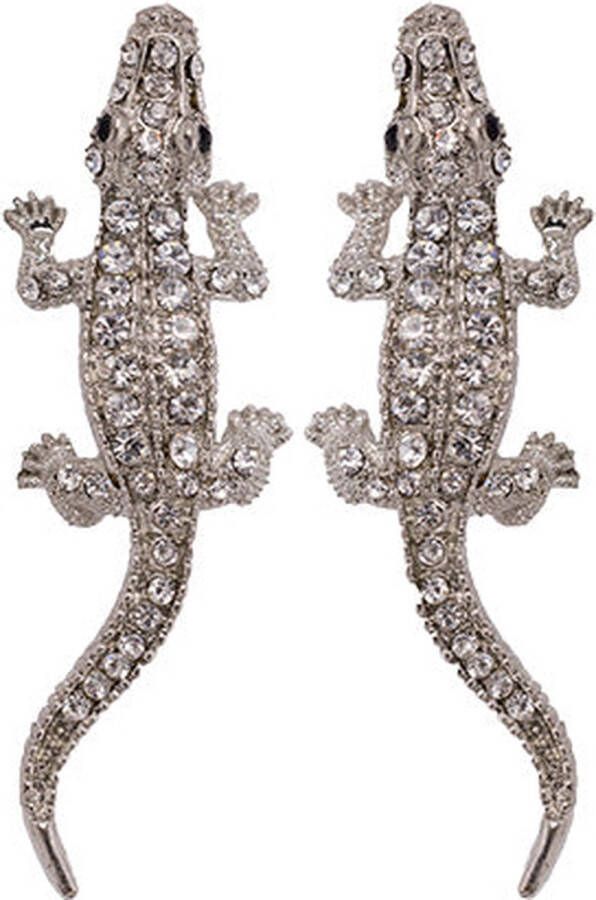 Uzurii Crocodile Silver Switch Button Zilver Kristalglas