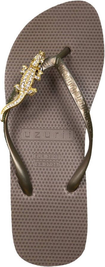 Uzurii Gold Crocodile Switch High Heel Dames Slippers Taupe | Taupe | Gold Crocodile Switch High Heel