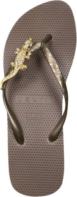 Uzurii Gold Crocodile Switch High Heel Dames Slippers Taupe | Taupe | Gold Crocodile Switch High Heel
