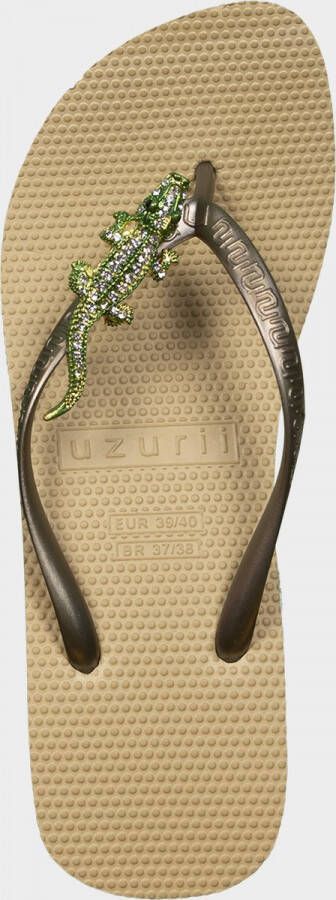 Uzurii Green Crocodile Switch High Heel Dames Slippers Gold | Goud | Green Crocodile Switch High Heel