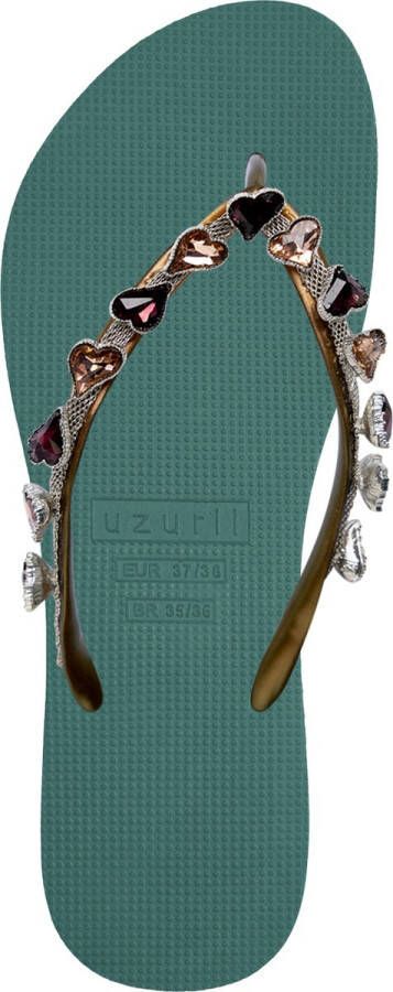 Uzurii Heart Bronze dames slippers Army Green