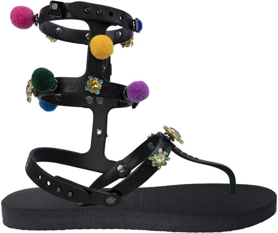 Uzurii Mystique Pompom dames slippers Army Green