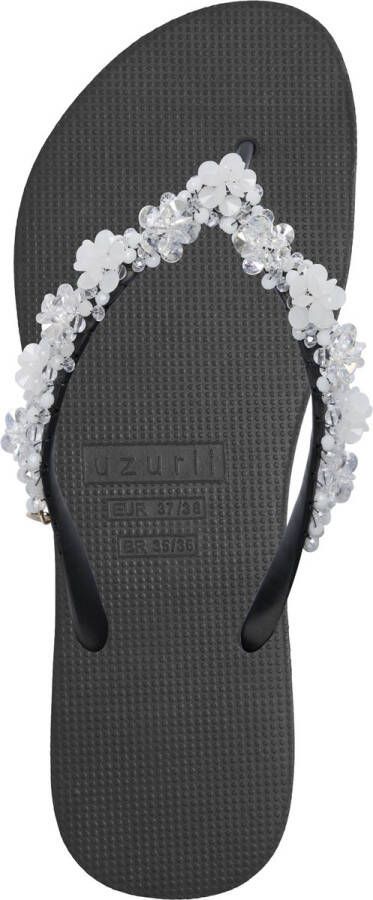 Uzurii Precious Bloom White Dames Slippers Black Zwart Kunststof