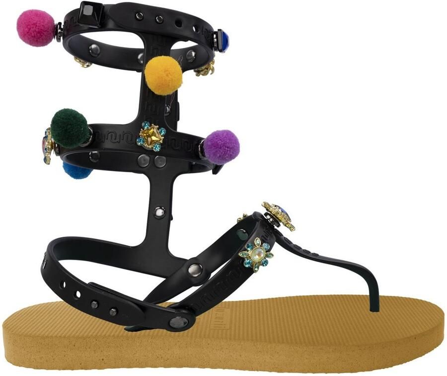 Uzurii Mystique Pompom dames slippers Army Green