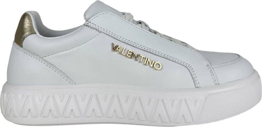 Valentino Witte leren sneaker met gouden logo White Dames