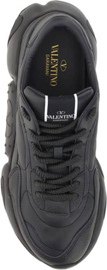 Valentino Zwarte Leren Lage Sneakers