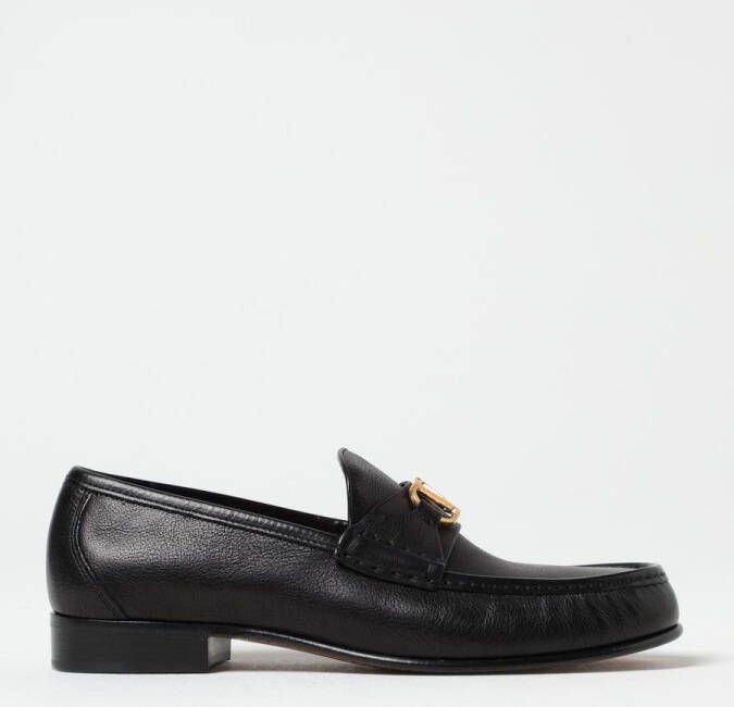 Valentino Garavani Zwarte platte schoenen VLogo Signature loafers Black Heren