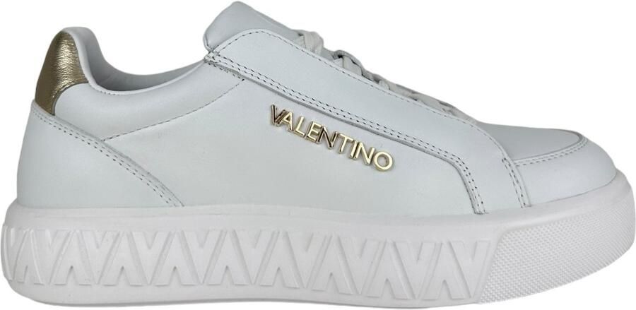 Valentino Witte leren sneaker met gouden logo White Dames