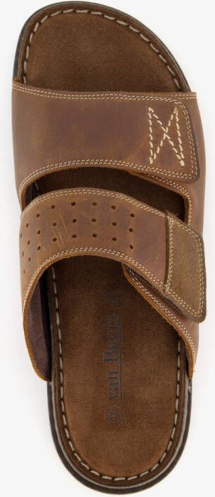 Van Beers leren heren slippers cognac bruin