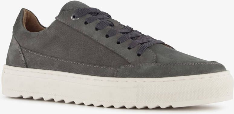 Van Beers leren heren sneakers antraciet Grijs Uitneembare zool