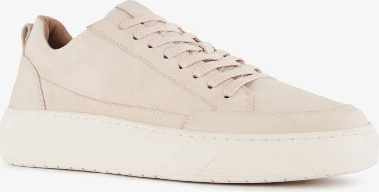 Van Beers leren heren sneakers beige Uitneembare zool
