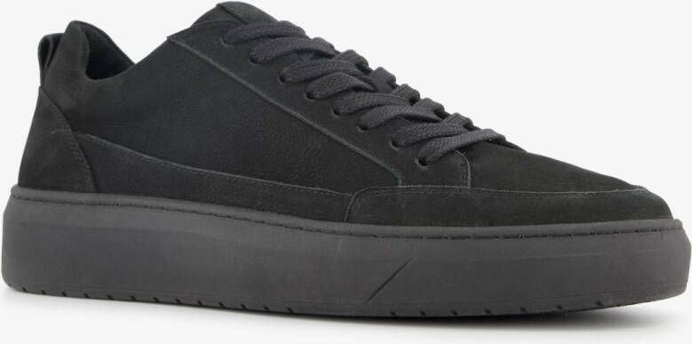 Van Beers leren heren sneakers zwart Uitneembare zool