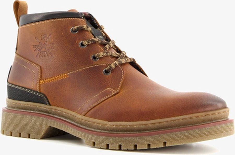 Van Beers leren heren veterboots Cognac