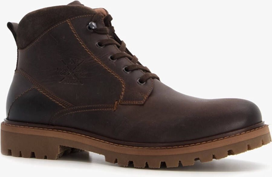 Van Beers leren heren veterboots donkerbruin