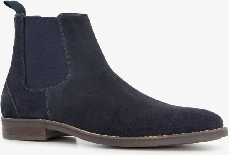 Van Beers suede heren Chelsea boots blauw