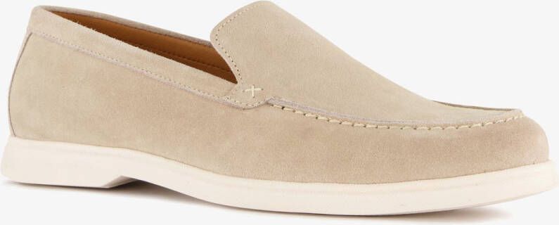 Van Beers suede heren instappers beige Uitneembare zool