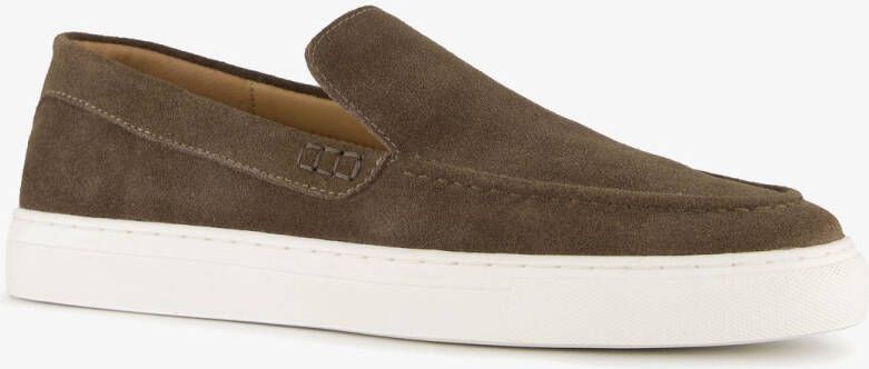 Van Beers suede heren instappers Bruin Uitneembare zool