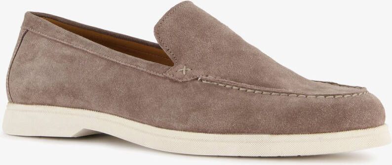 Van Beers suede heren instappers bruin Uitneembare zool