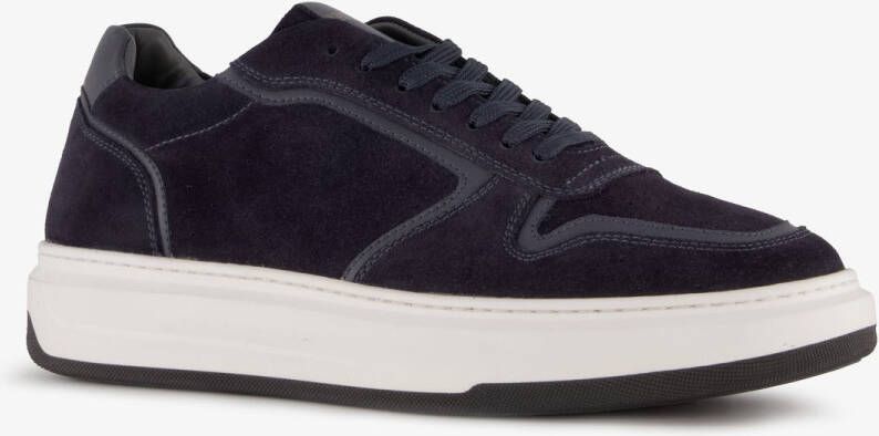 Van Beers suède heren sneakers blauw Echt leer Uitneembare zool