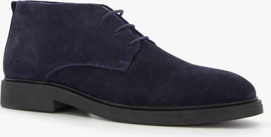 Van Beers suede heren veterschoenen Blauw Maat Echt leer Uitneembare zool46