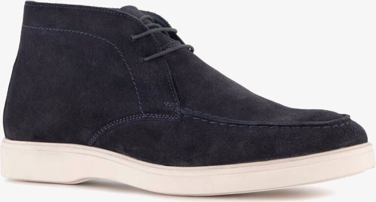 Van Beers suède heren veterschoenen donkerblauw Echt leer Uitneembare zool