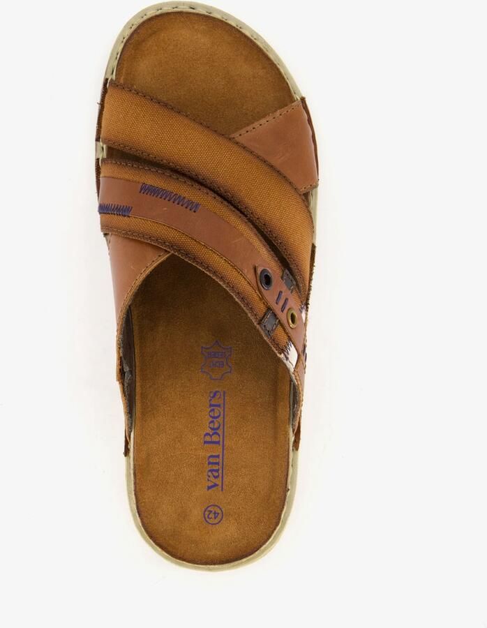 Van Beers leren heren slippers bruin