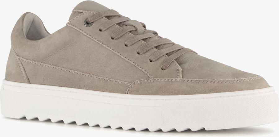 Van Beers leren heren sneakers grijs Uitneembare zool