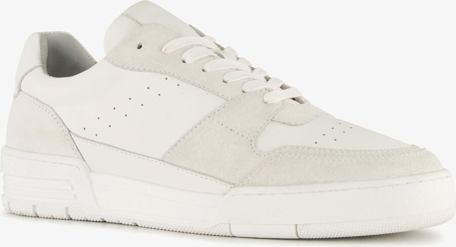 Van Beers leren heren sneakers wit Uitneembare zool