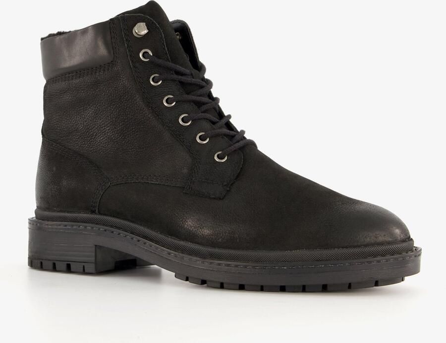Van Beers leren heren veterboots zwart