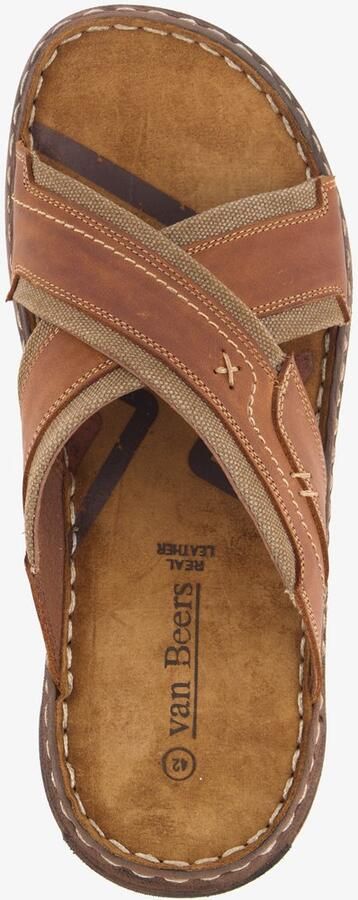 Van Beers leren slippers heren bruin