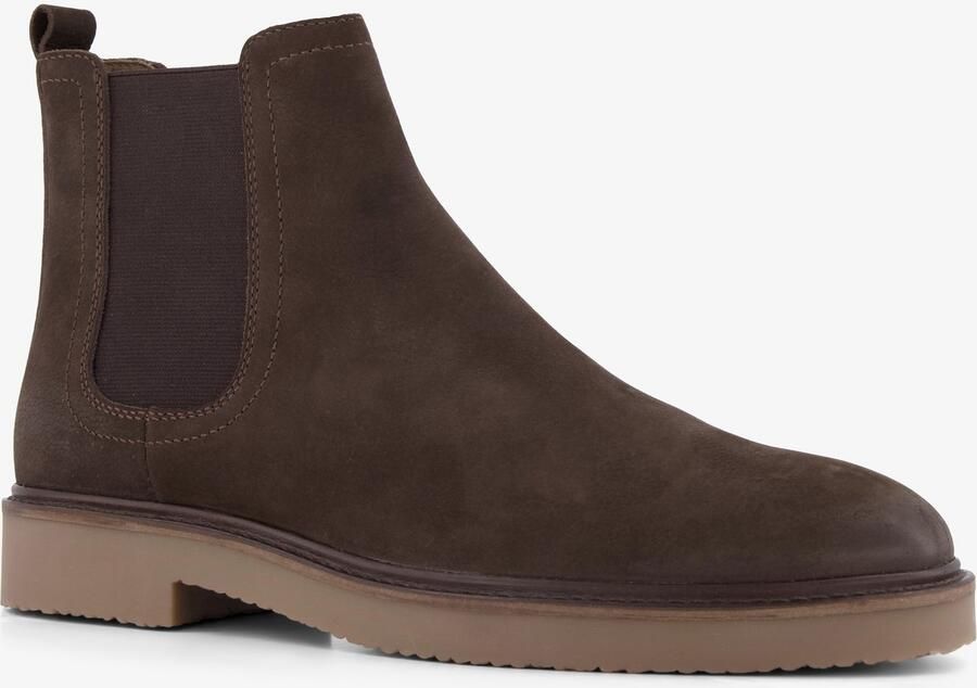 Van Beers suède heren Chelsea boots donkerbruin Echt leer Uitneembare zool - Foto 1