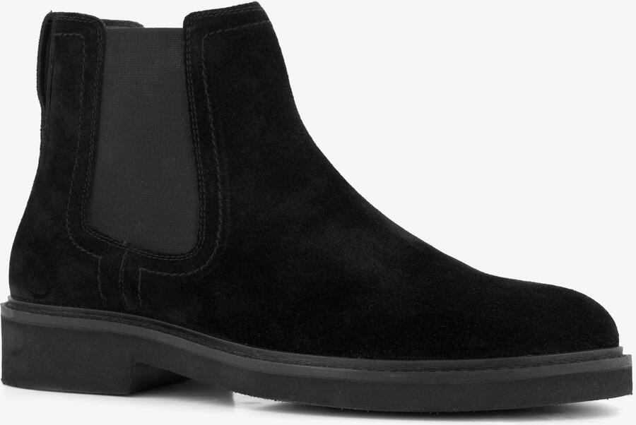 Van Beers suède heren Chelsea boots zwart Echt leer Uitneembare zool