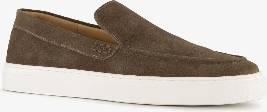 Van Beers suède heren instappers bruin Echt leer Uitneembare zool