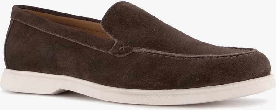 Van Beers suède heren instappers bruin Echt leer Uitneembare zool