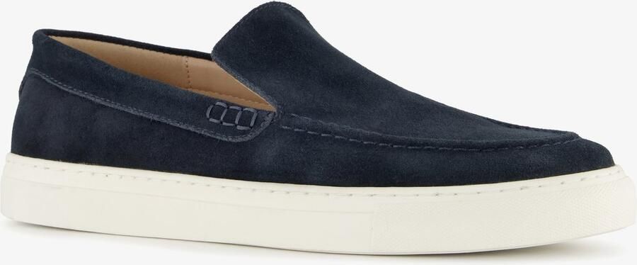 Van Beers suède heren instappers donkerblauw Echt leer Uitneembare zool