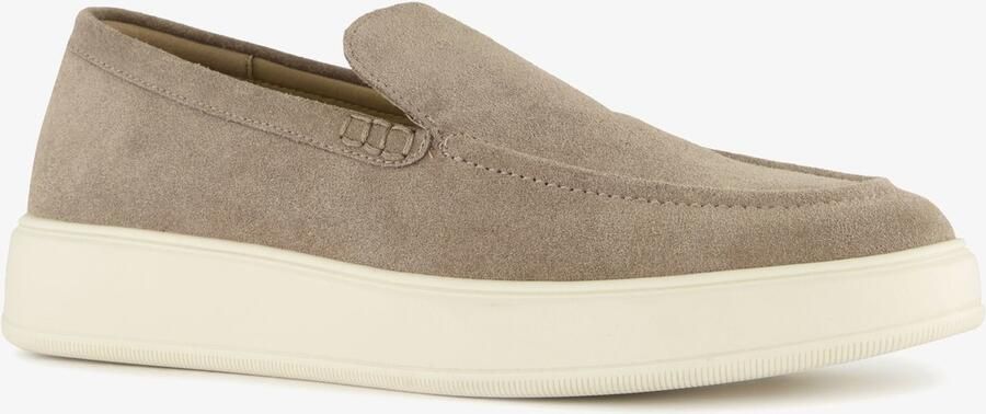 Van Beers suède heren instappers taupe Bruin Echt leer