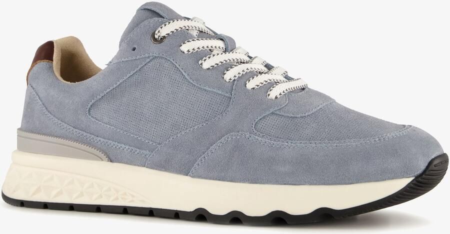Van Beers suède heren sneakers blauw Echt leer Uitneembare zool