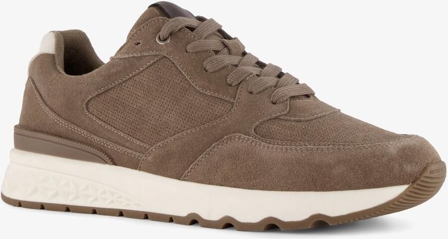 Van Beers suede heren sneakers bruin Uitneembare zool