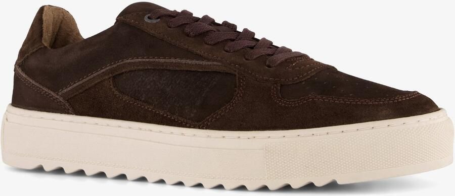 Van Beers suede heren sneakers bruin Uitneembare zool