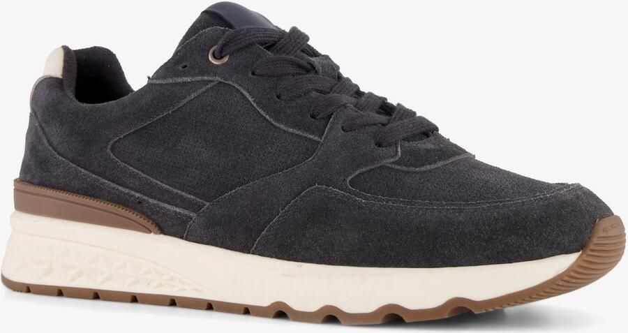 Van Beers suede heren sneakers donkerblauw Uitneembare zool