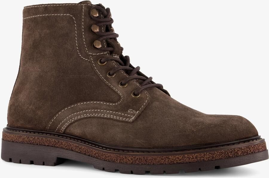 Van Beers suède heren veterboots bruin Uitneembare zool