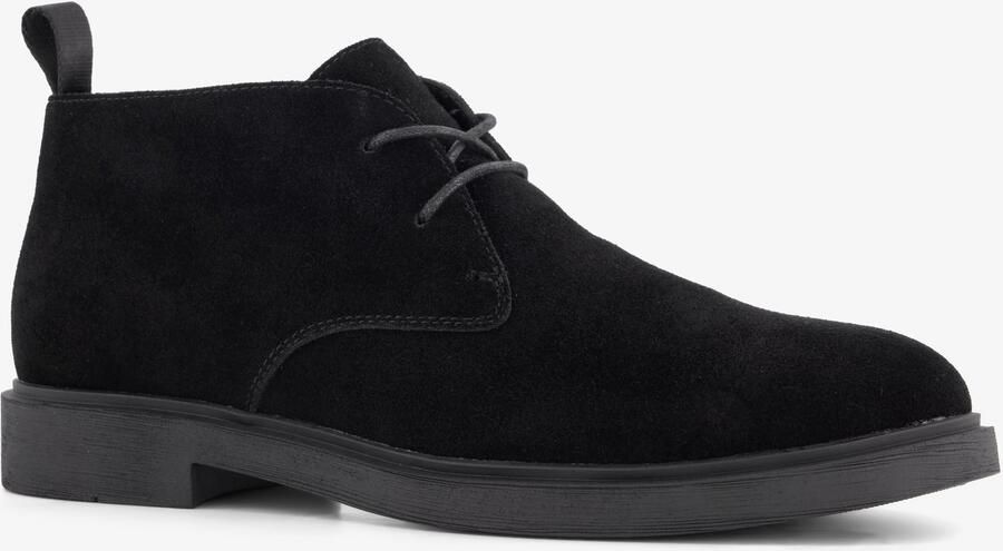 Van Beers suède heren veterschoenen zwart Uitneembare zool