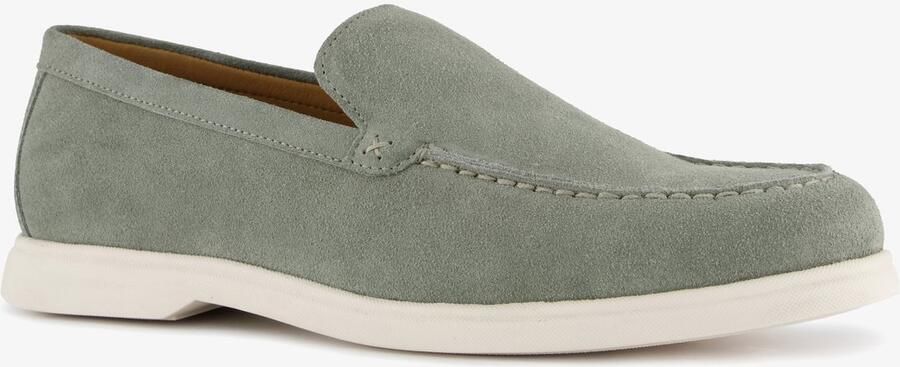 Van Beers suède instappers groen Echt leer Uitneembare zool