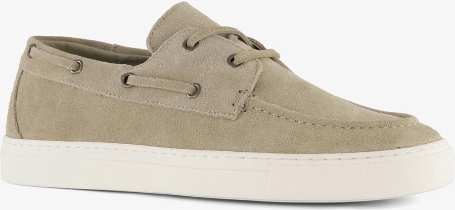 Van Beers Van Beer leren heren bootschoenen beige Uitneembare zool