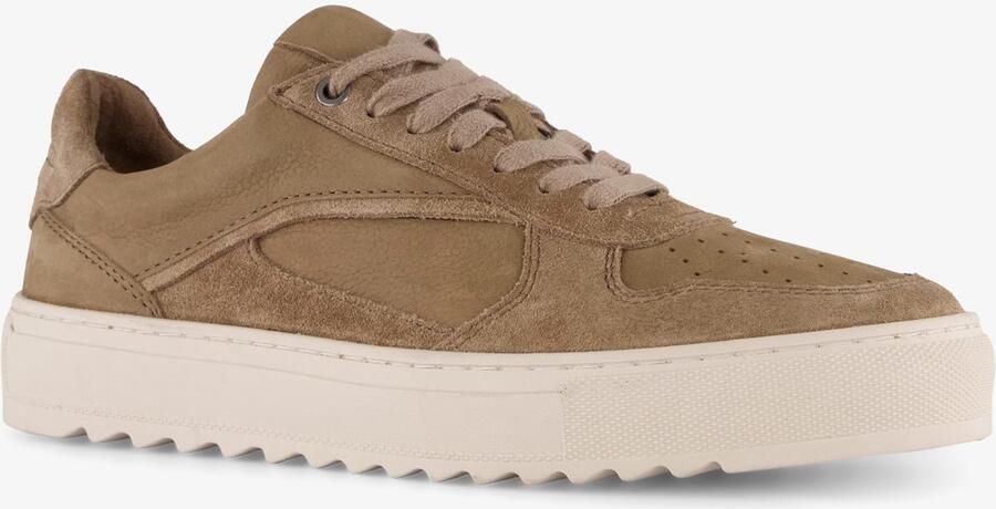Van Beers Van Beer suede heren sneakers bruin Uitneembare zool