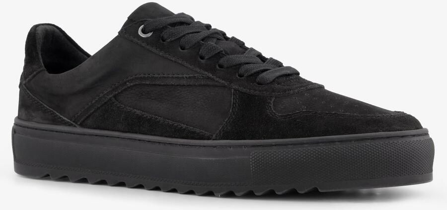Van Beers Van Beer suede heren sneakers zwart Echt leer Uitneembare zool
