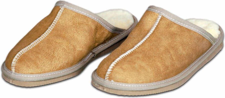 Van Buren Bolsward BV Schapenvacht pantoffels Lamsvacht heren slippers Camel