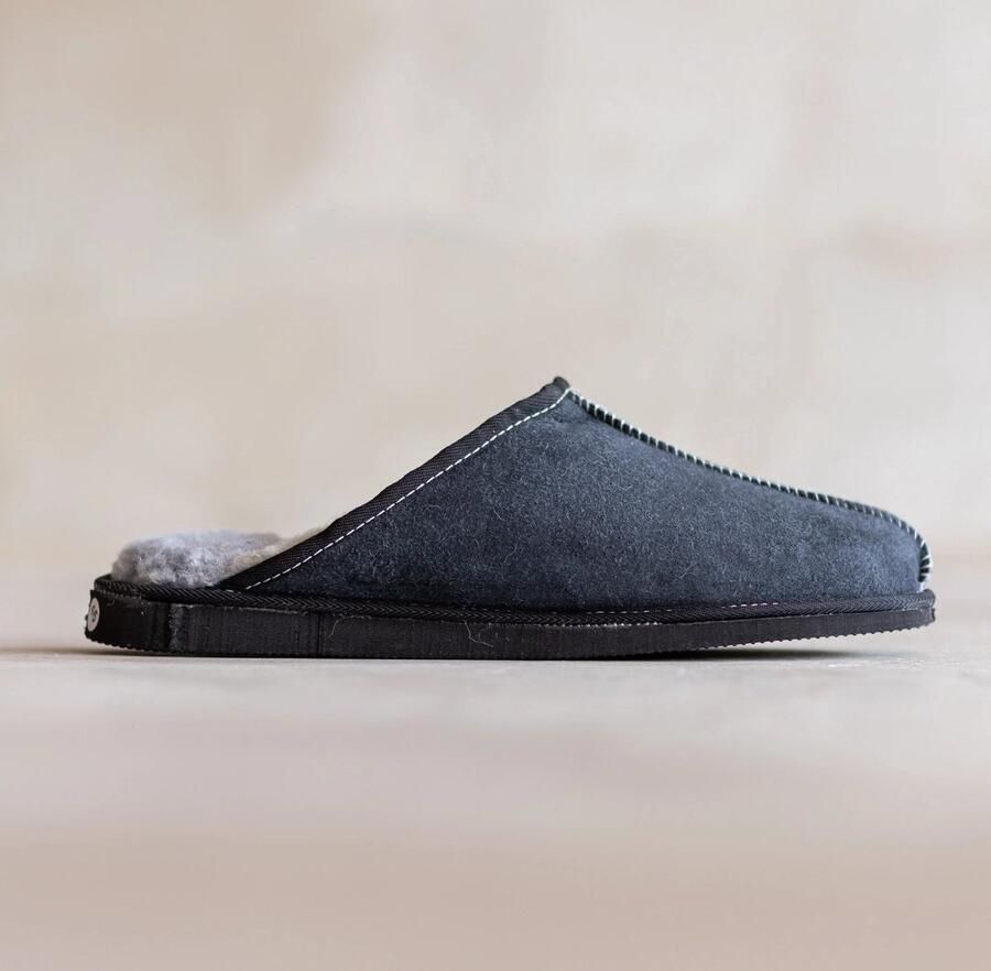 Van Buren Sinds 1861 Lamsvacht Heren Slipper Instap Pantoffel Grijs