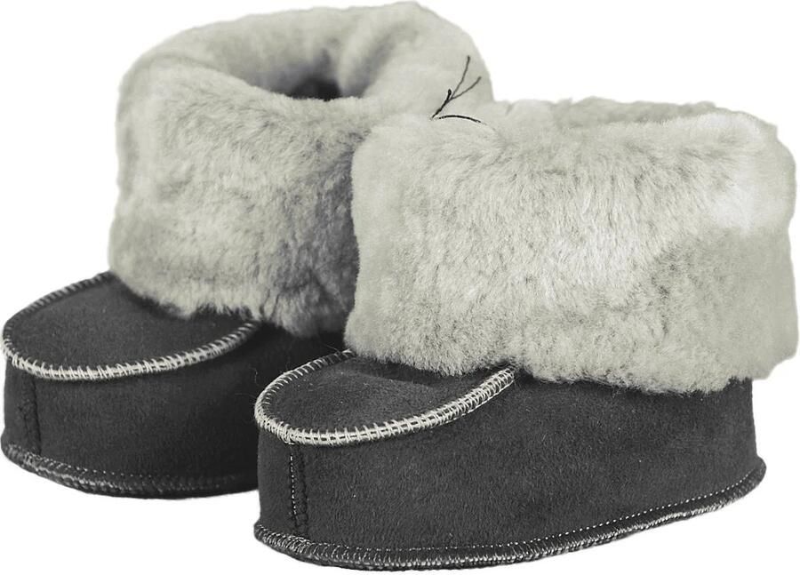 Van Buren Bolsward BV Schapenvacht babyslofjes Baby slofjes van lamsvacht Grijs - Foto 2