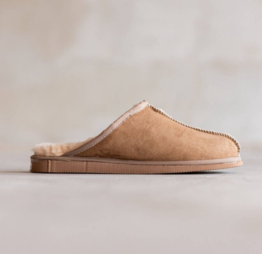 Van Buren Sinds 1861 Schapenvacht pantoffels Lamsvacht heren slippers Camel